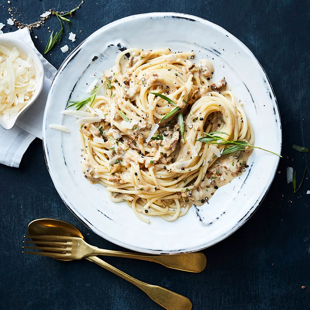 Spaghetti Mit Steinpilz Sahnesosse Rezept