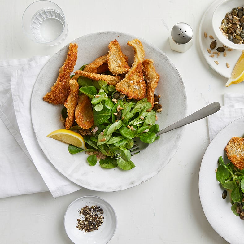 Feldsalat mit gebackenen Austernpilzen