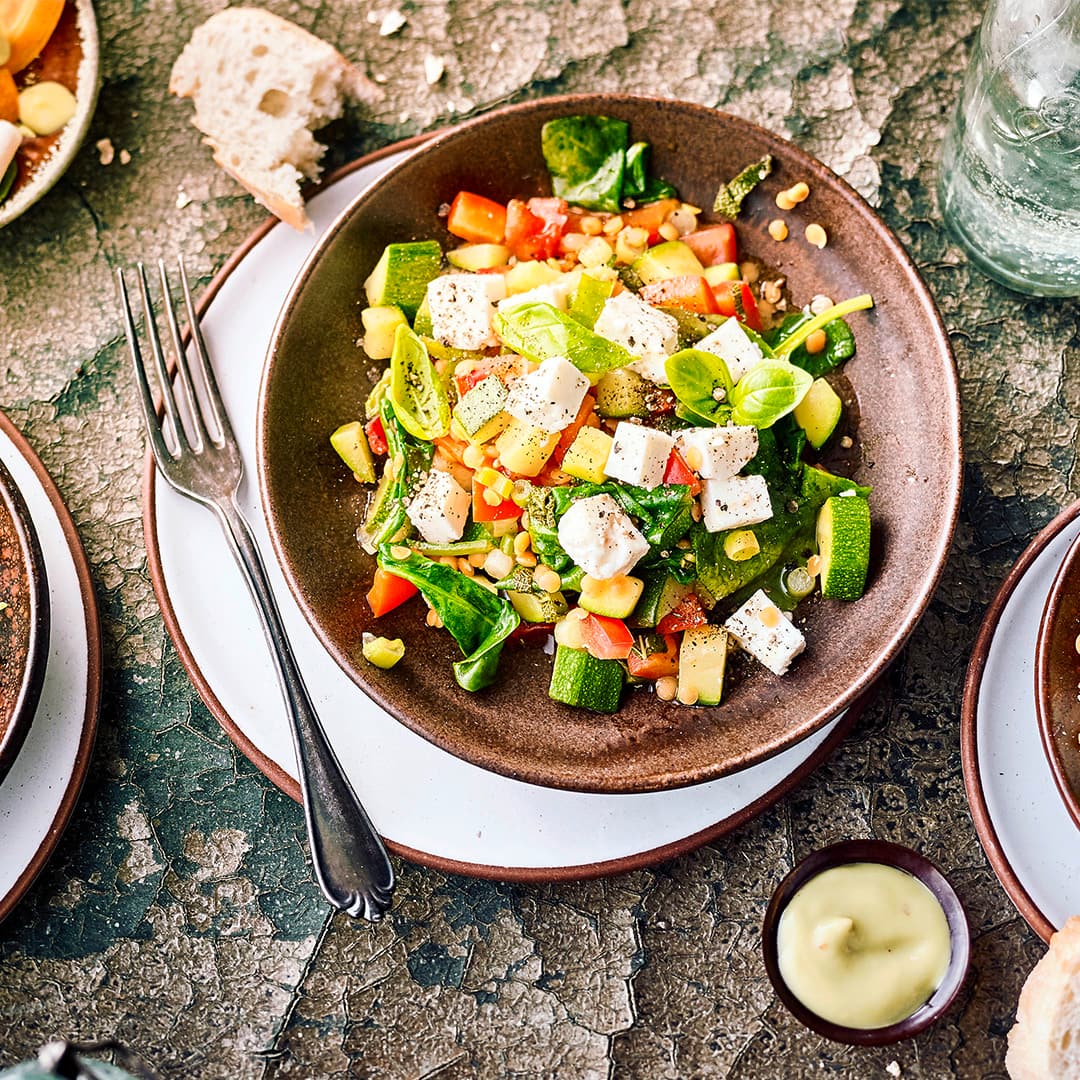 Linsenpfanne mit Zucchini 