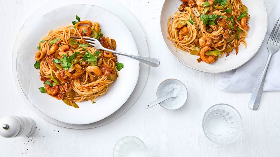 Meeresfrüchte-Pasta mit Sternanis