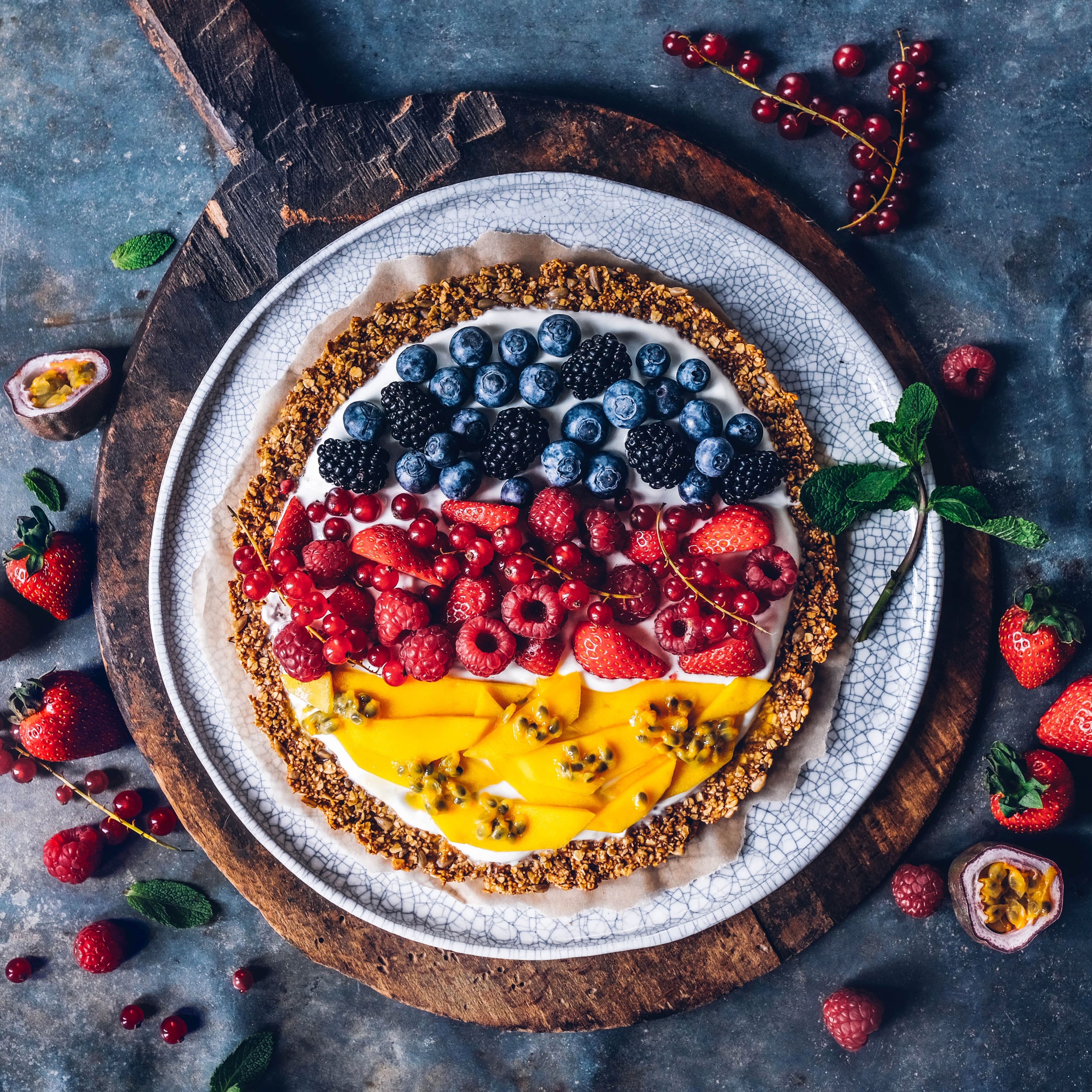 Oatmeal-Pizza mit Früchten