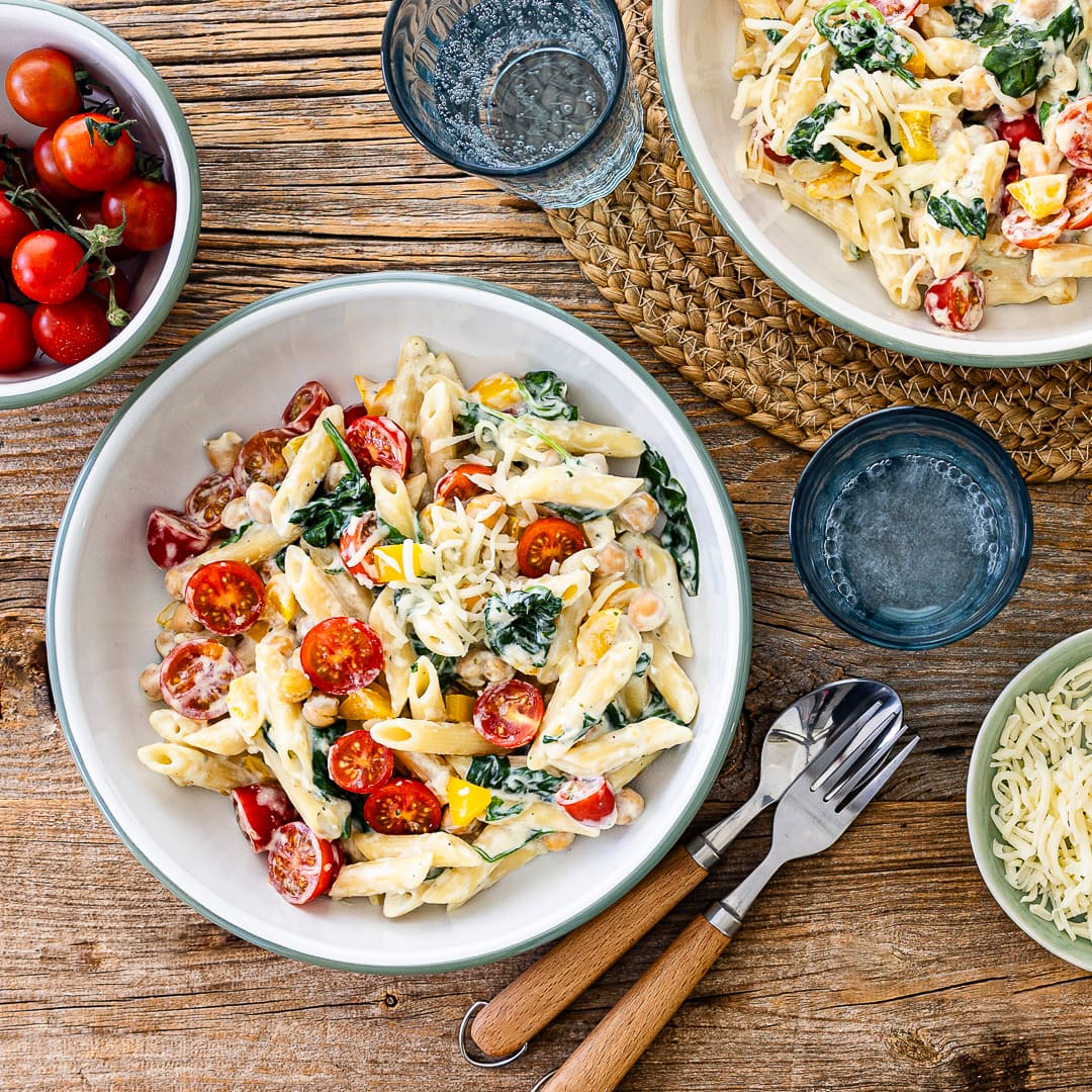 One Pot Pasta mit Kichererbsen