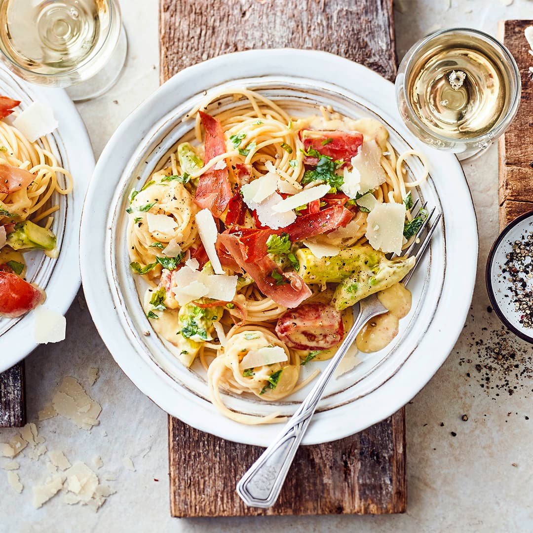 Spaghetti mit grünem Spargel