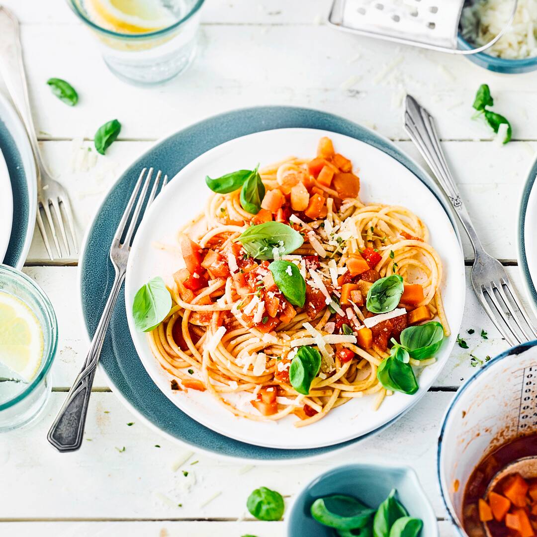 Spaghetti mit Karottensauce