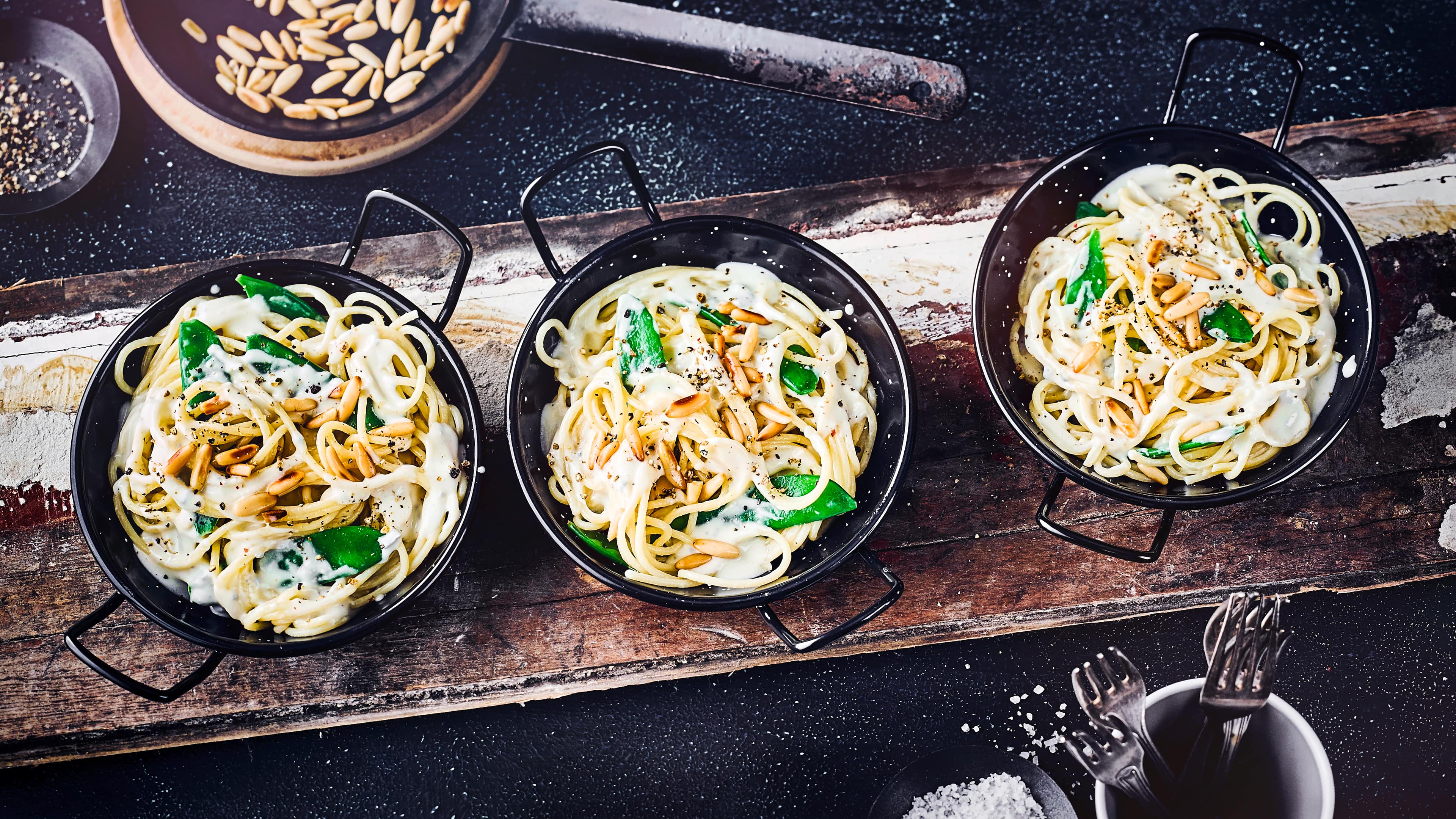 Spaghetti mit Zuckerschoten