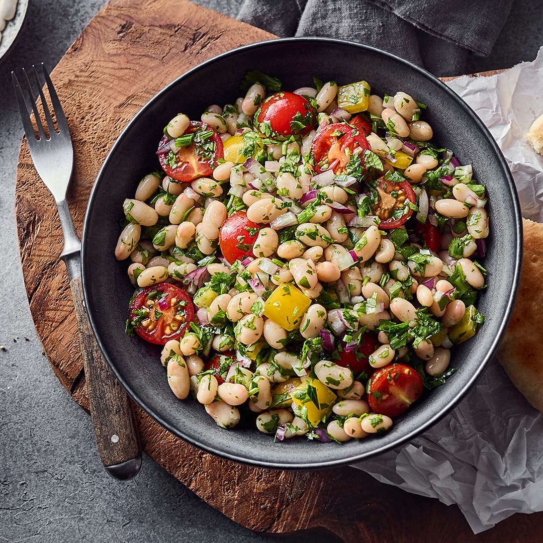 Weiße-Bohnen-Salat mit Pita