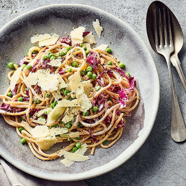 Zitronen-Erbsen-Vollkornspaghetti