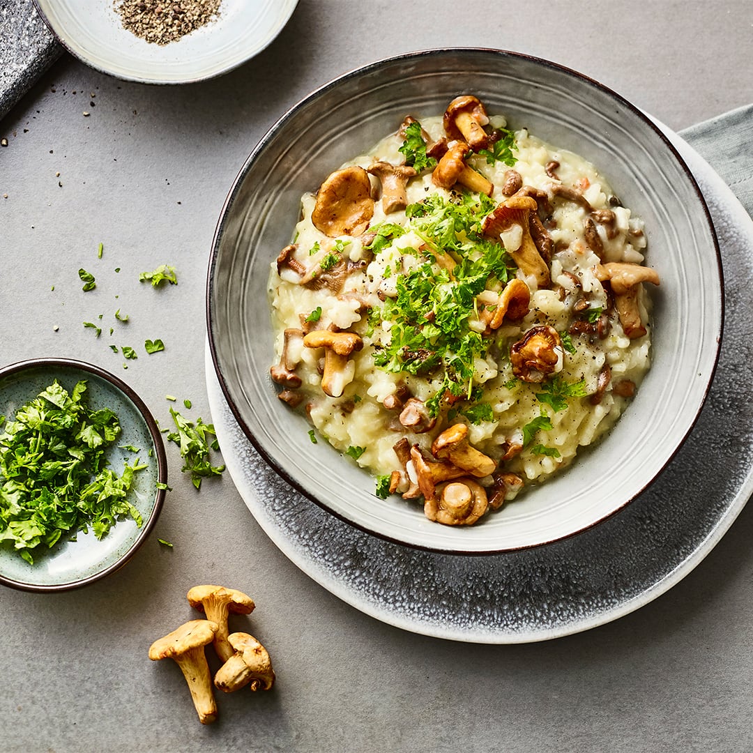 Veganes Risotto mit Pfifferlingen